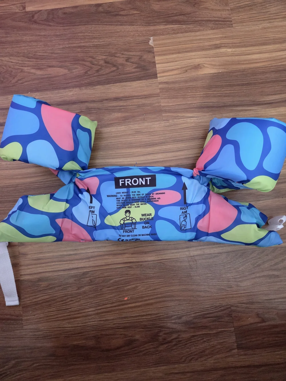 Kids Swim Vest with Arm Floaties 20 to 50 lbs Blue Colorful
